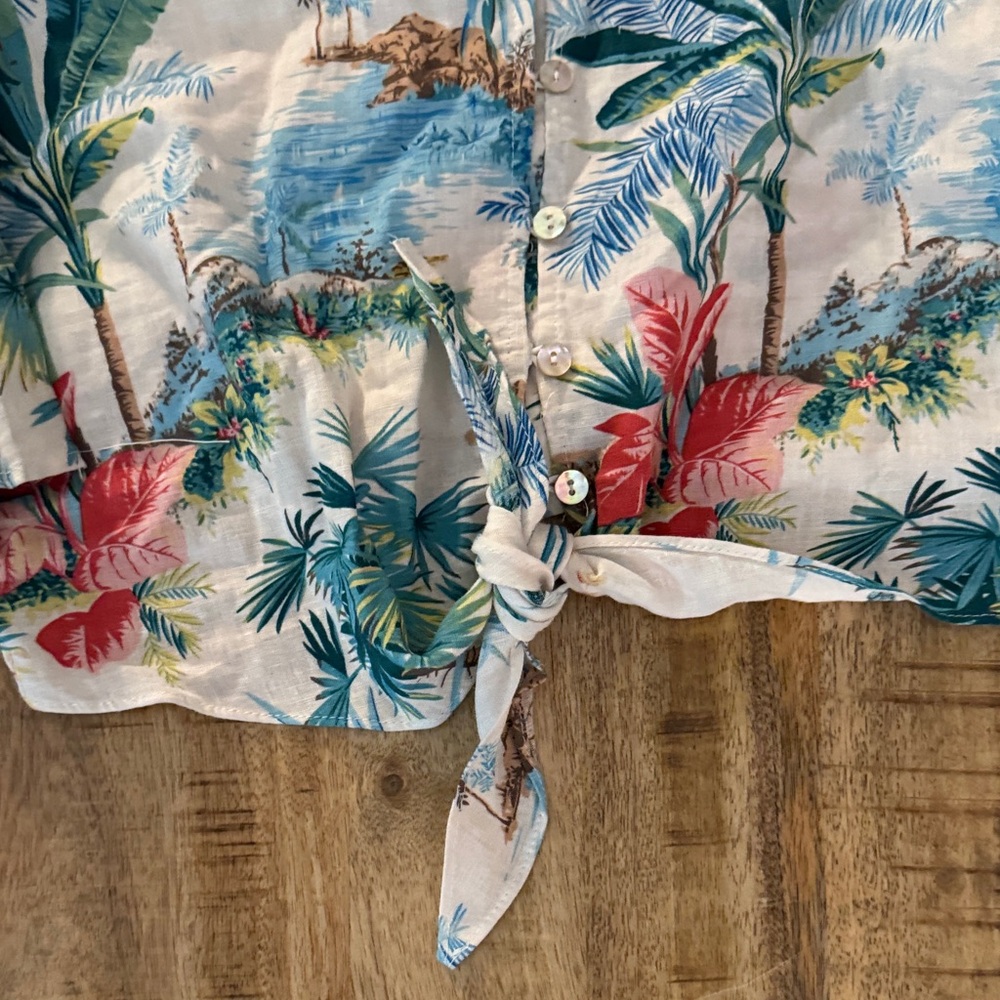 C&C California Tropical Print Women's linen rayon blend Skirt set NWT LARGE - Picture 9 of 11